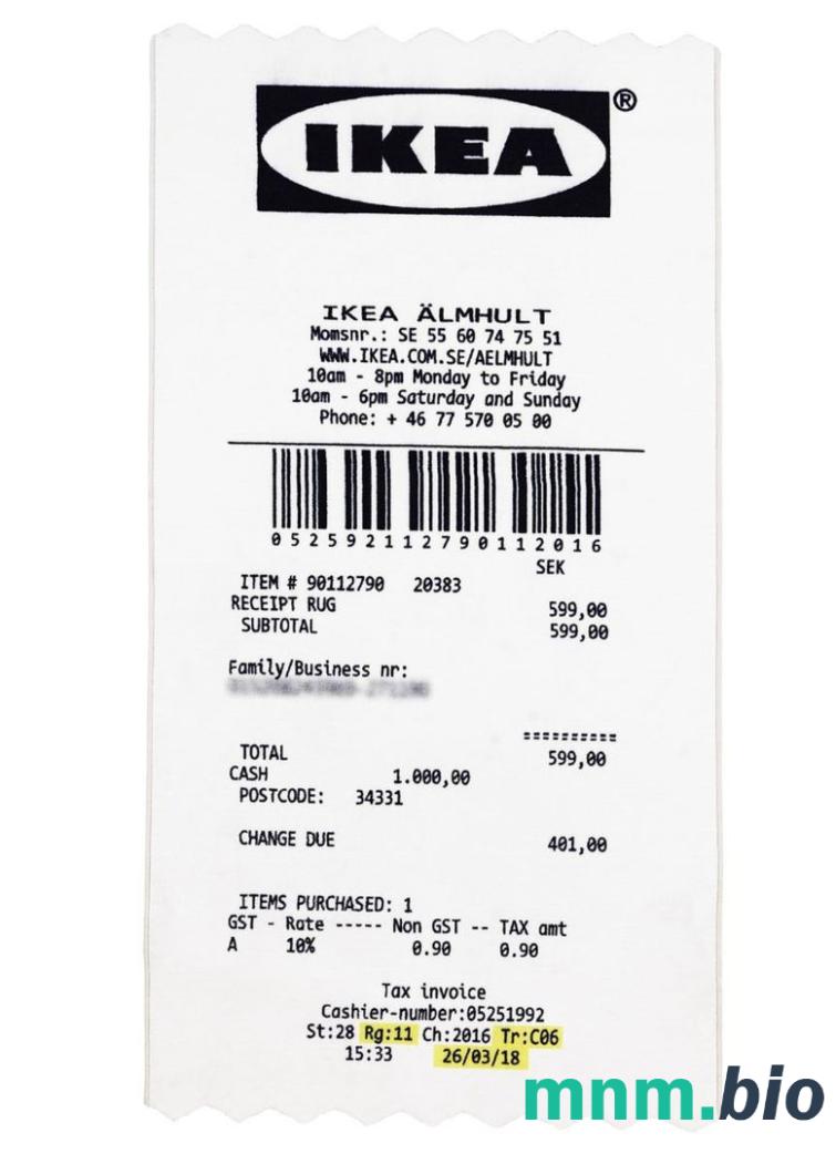 Ikea Global Company przykładowy czek płatniczy PSD